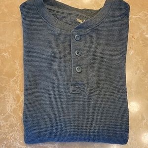 Faded Glory Forest Green Polo- Style Long-sleeved Thermal Shirt, S(34-36)